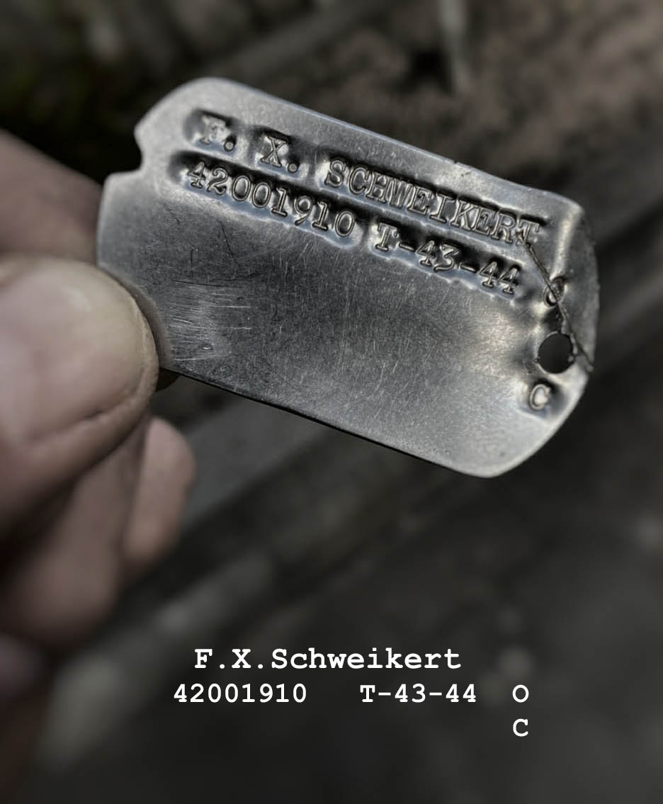 Cpl. Francis X. Schweikert's dog tag